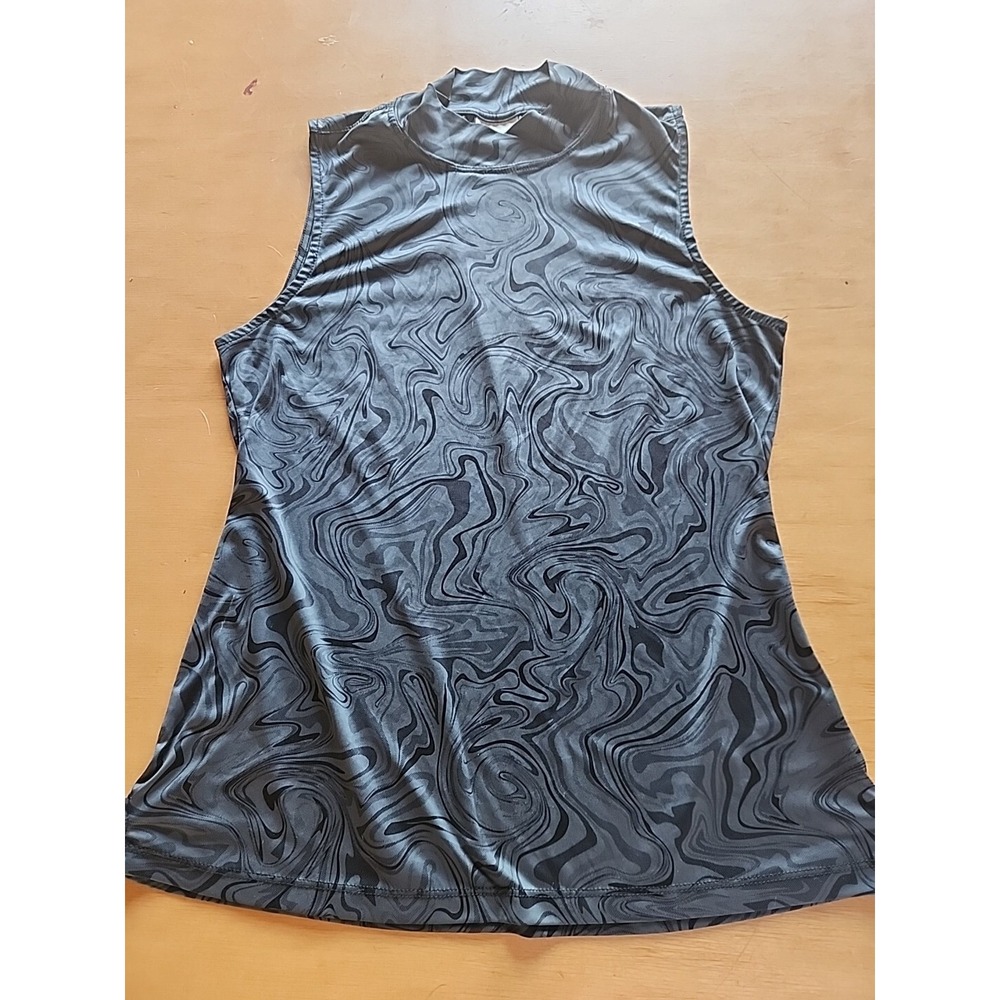 GREG NORMAN Golf Mock Collar Medium Black Sleeveless PLAY DRI Top